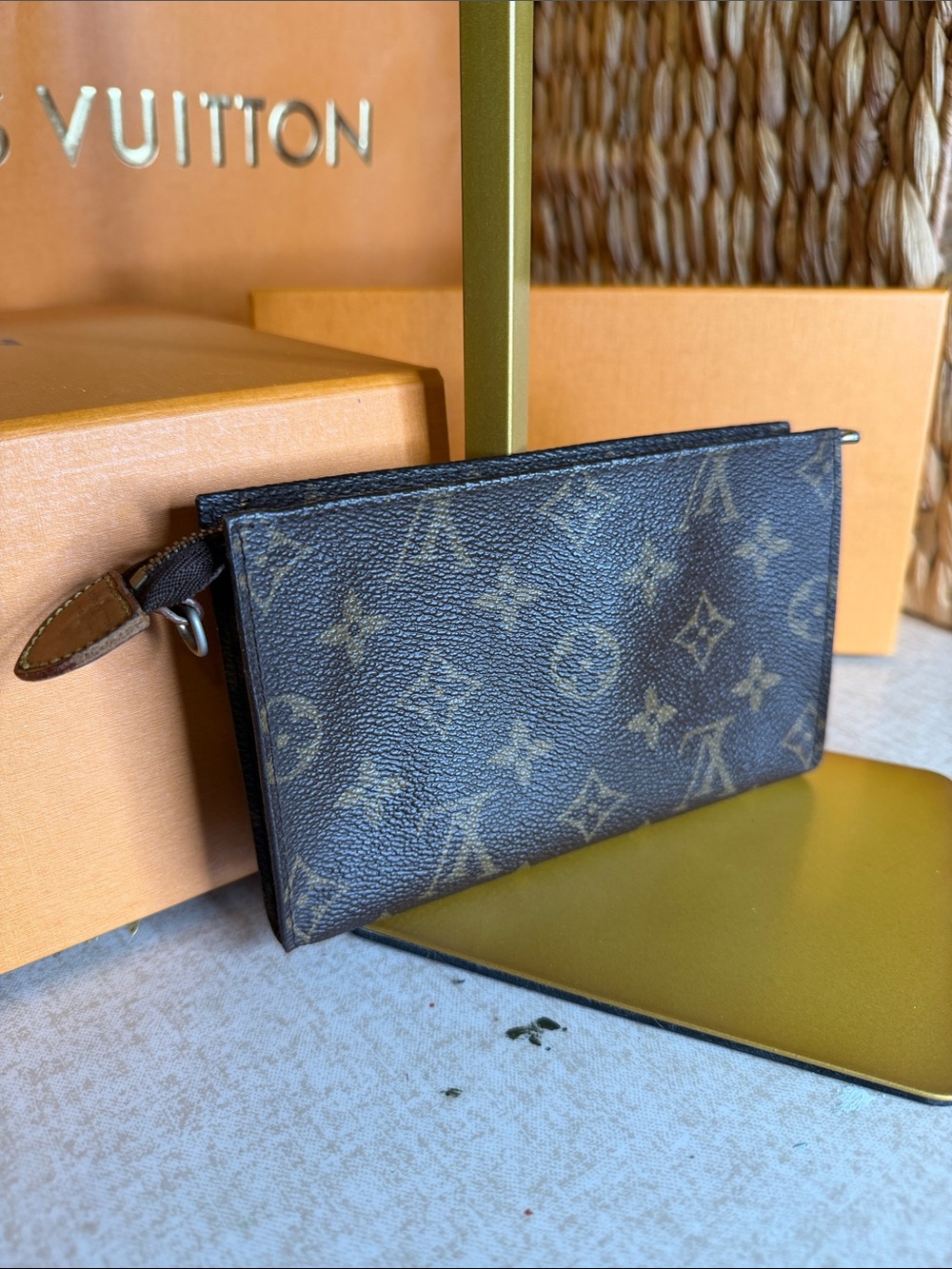 Louis Vuitton Monogram Canvas Zip Pouch in Dark Brown
